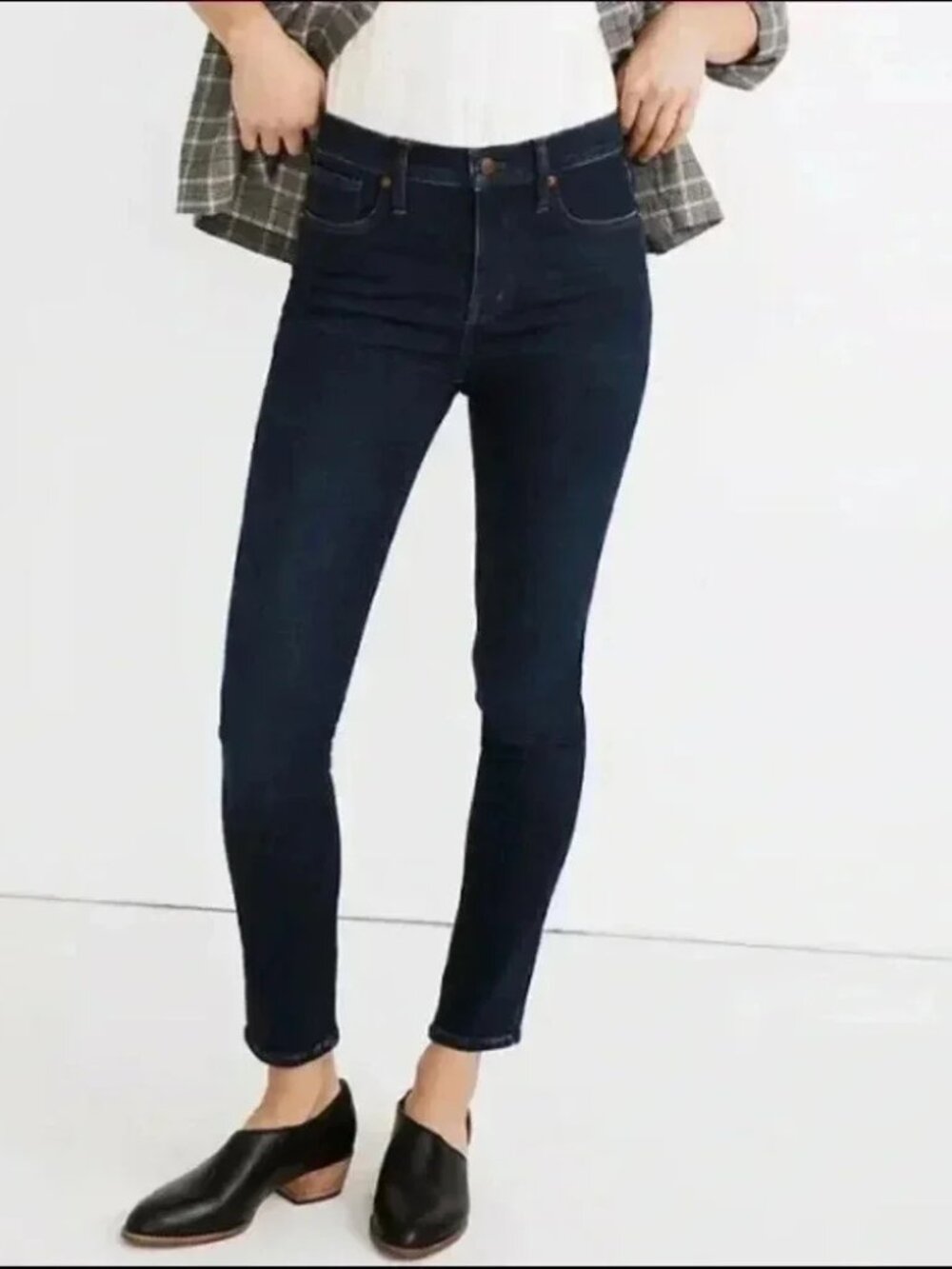 Madewell 9" Mid-Rise Skinny Jeans Dark Wash Blue Denim Women's 26 Tall